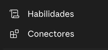 Menú de Customize mostrando las opciones Habilidades y Conectores