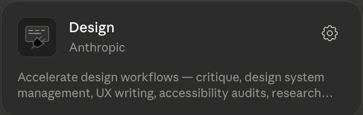 Tarjeta del plugin Design, de Anthropic, en el directorio de Claude